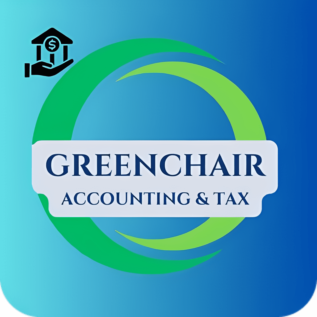 Logo for Greenchair Accounting & Tax with green and blue circular design.