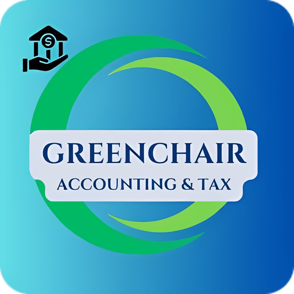 Logo for GreenChair Accounting & Tax with green and blue circular design.